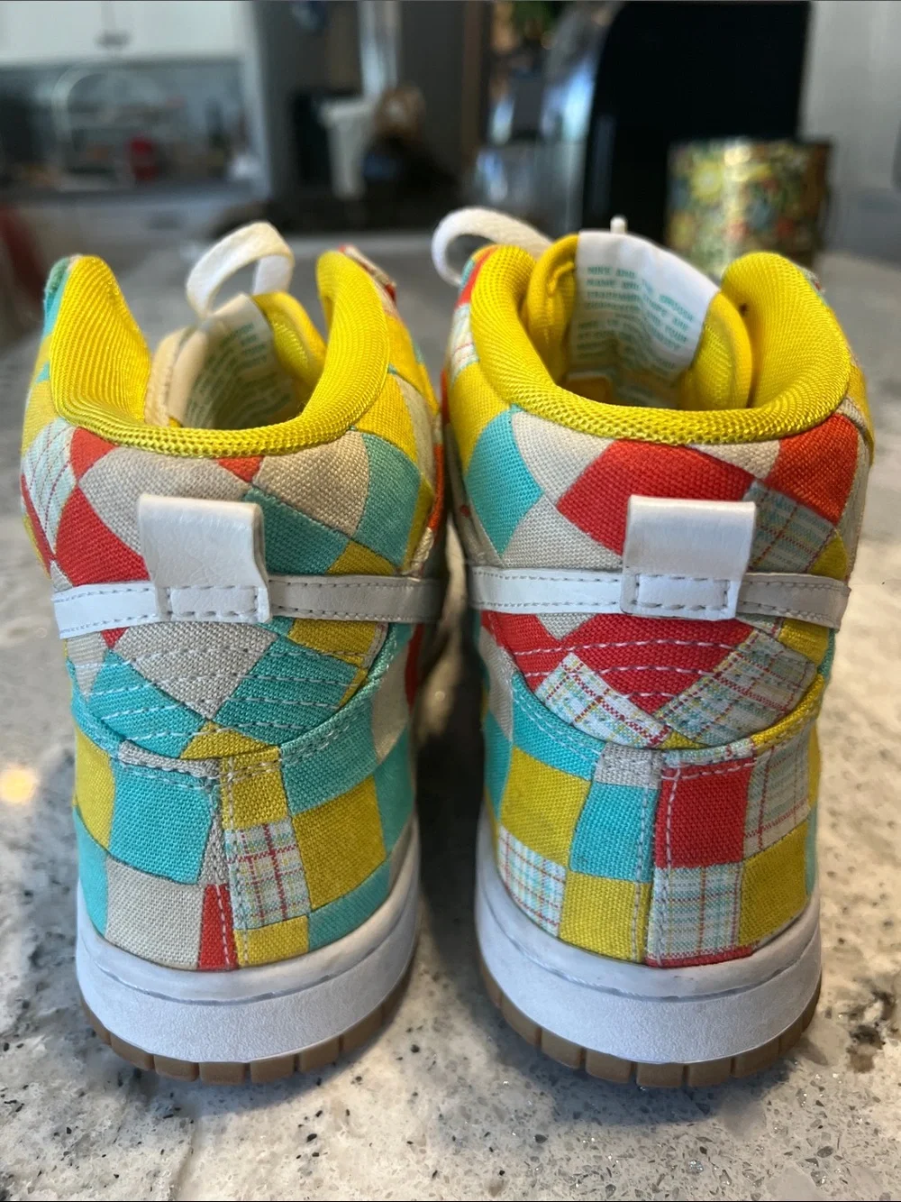 Vintage 2010 Nike Dunk High Skinny Patchwork Multi-Color EU 40 - Picture 5 of 9